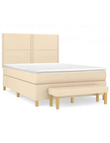 Giroletto a Molle con Materasso Crema 140x19 cm in Tessuto