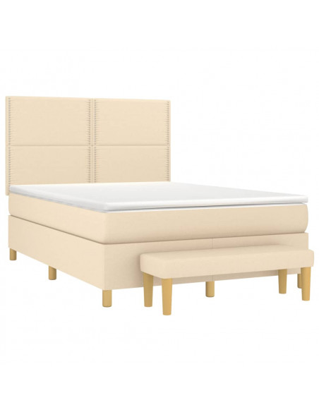 Giroletto a Molle con Materasso Crema 140x19 cm in Tessuto