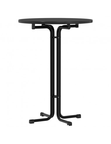 Tavolo da Pranzo Nero Ø80x110 cm Legno Multistrato e Acciaio