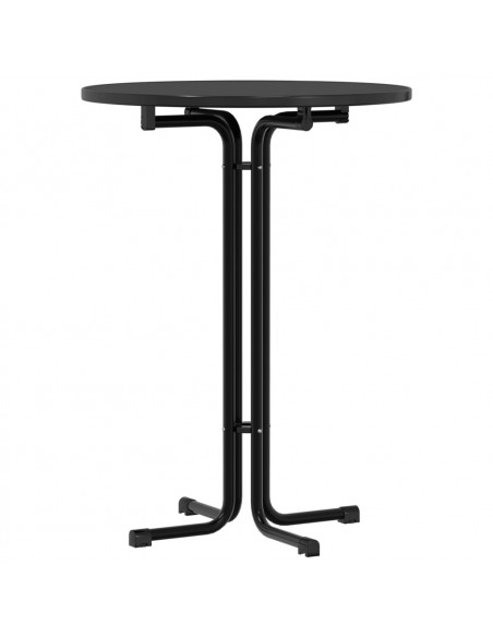 Tavolo da Pranzo Nero Ø80x110 cm Legno Multistrato e Acciaio