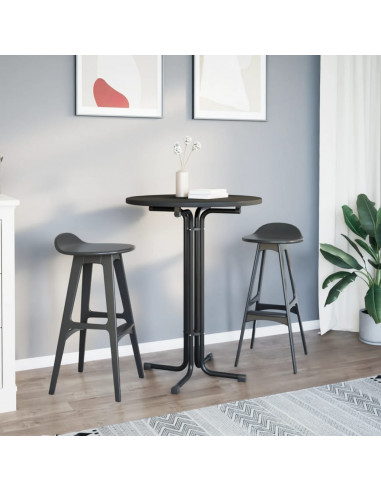 Tavolo da Pranzo Nero Ø80x110 cm Legno Multistrato e Acciaio