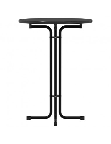 Tavolo da Pranzo Nero Ø80x110 cm Legno Multistrato e Acciaio