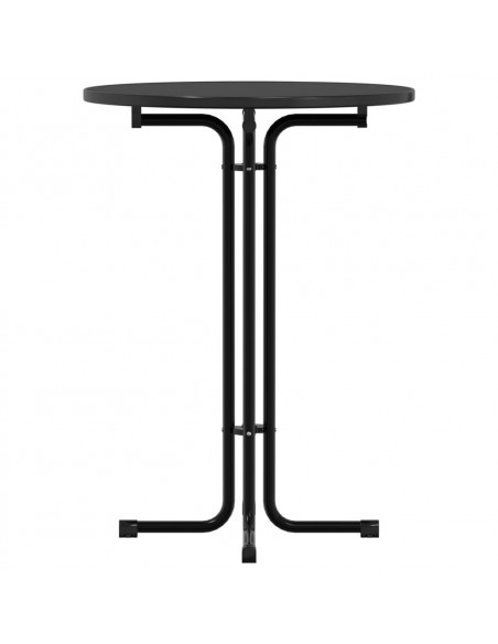 Tavolo da Pranzo Nero Ø80x110 cm Legno Multistrato e Acciaio