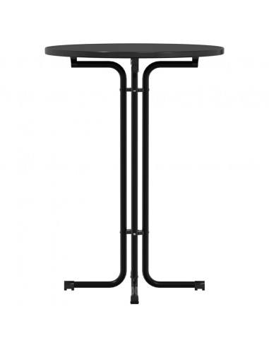 Tavolo da Pranzo Nero Ø80x110 cm Legno Multistrato e Acciaio