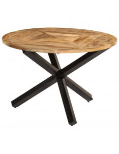 Tavolo da Pranzo Ø110x75 cm in Legno Grezzo Massello di Mango 2