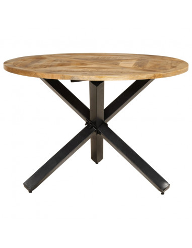 Tavolo da Pranzo Ø110x75 cm in Legno Grezzo Massello di Mango