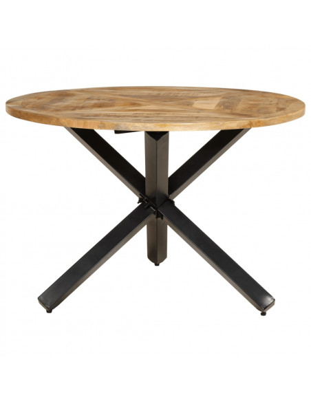 Tavolo da Pranzo Ø110x75 cm in Legno Grezzo Massello di Mango
