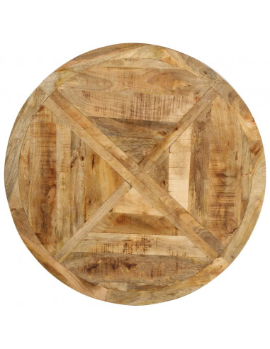 Tavolo da Pranzo Ø110x75 cm in Legno Grezzo Massello di Mango