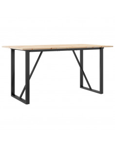 Tavolo da Pranzo Telaio a O 160x80x75 cm Massello Pino e Ghisa 2