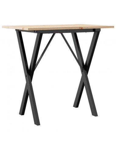 Tavolo da Pranzo Telaio a X 80x50x75 cm Massello Pino e Ghisa