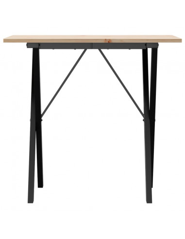 Tavolo da Pranzo Telaio a X 80x50x75 cm Massello Pino e Ghisa