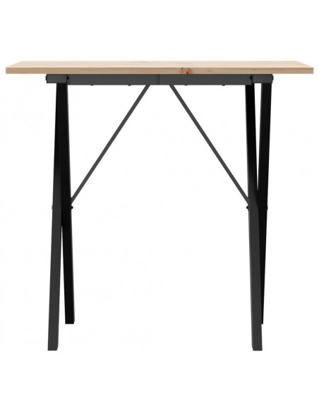 Tavolo da Pranzo Telaio a X 80x50x75 cm Massello Pino e Ghisa