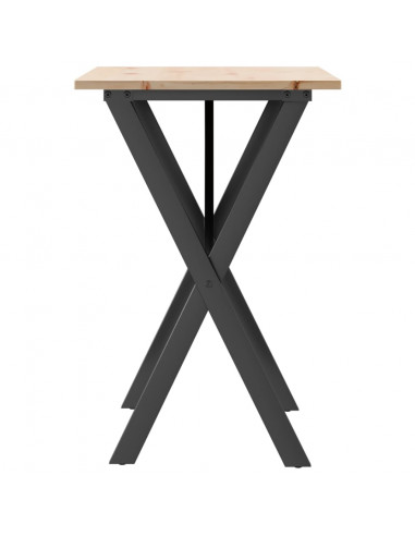 Tavolo da Pranzo Telaio a X 80x50x75 cm Massello Pino e Ghisa