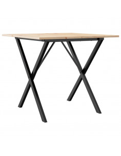 Tavolo da Pranzo Telaio a X 90x90x75 cm Massello Pino e Ghisa 2