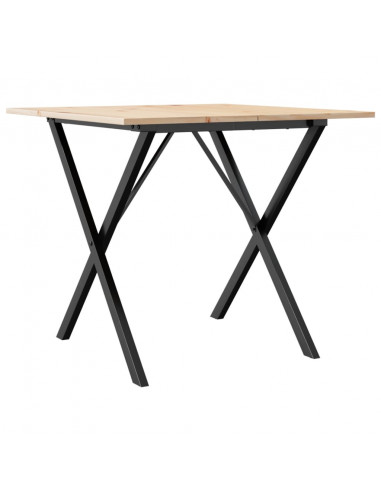 Tavolo da Pranzo Telaio a X 90x90x75 cm Massello Pino e Ghisa