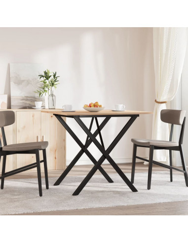 Tavolo da Pranzo Telaio a X 90x90x75 cm Massello Pino e Ghisa