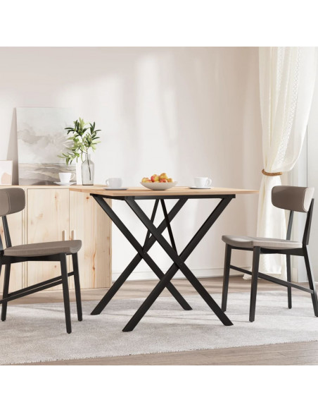 Tavolo da Pranzo Telaio a X 90x90x75 cm Massello Pino e Ghisa
