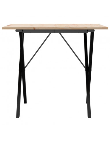 Tavolo da Pranzo Telaio a X 90x90x75 cm Massello Pino e Ghisa