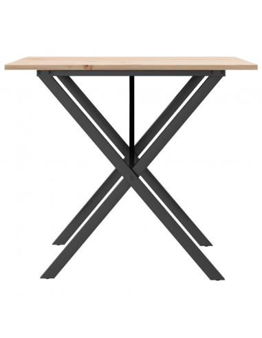 Tavolo da Pranzo Telaio a X 90x90x75 cm Massello Pino e Ghisa