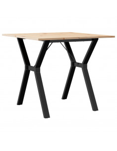 Tavolo da Pranzo Telaio a Y 90x90x75 cm Massello Pino e Ghisa 2