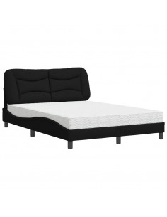 Letto con Materasso Nero 140x190 cm in Tessuto 2