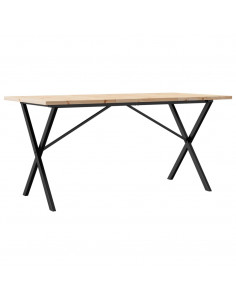 Tavolo da Pranzo Telaio a X 140x80x75,5cm Massello Pino e Ghisa 2