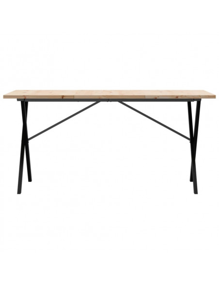 Tavolo da Pranzo Telaio a X 140x80x75,5cm Massello Pino e Ghisa