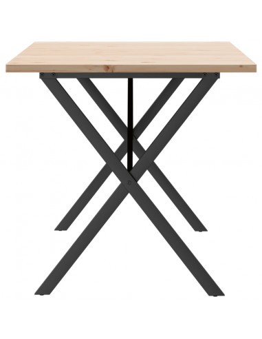Tavolo da Pranzo Telaio a X 140x80x75,5cm Massello Pino e Ghisa