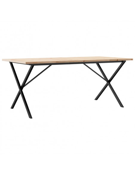 Tavolo da Pranzo Telaio a X 180x90x75,5cm Massello Pino e Ghisa