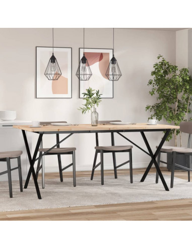 Tavolo da Pranzo Telaio a X 180x90x75,5cm Massello Pino e Ghisa