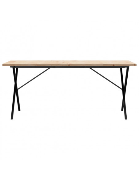Tavolo da Pranzo Telaio a X 180x90x75,5cm Massello Pino e Ghisa
