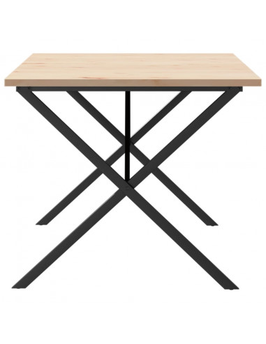 Tavolo da Pranzo Telaio a X 180x90x75,5cm Massello Pino e Ghisa