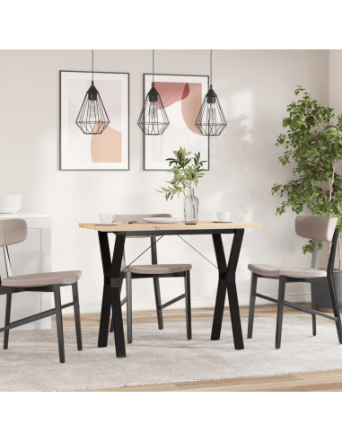 Tavolo da Pranzo Telaio a Y 100x50x75,5cm Massello Pino e Ghisa