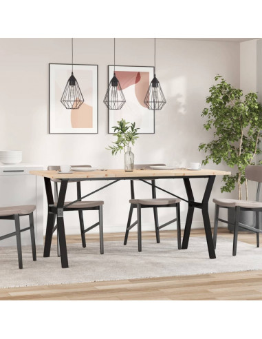 Tavolo da Pranzo Telaio a Y 160x80x75,5cm Massello Pino e Ghisa