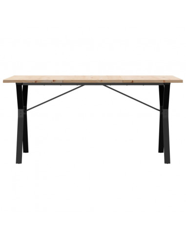 Tavolo da Pranzo Telaio a Y 160x80x75,5cm Massello Pino e Ghisa