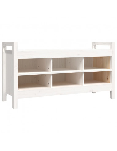 Panca da Ingresso Bianca 110x40x60 cm in Legno Massello di Pino