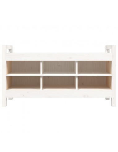 Panca da Ingresso Bianca 110x40x60 cm in Legno Massello di Pino