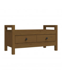 Panca da Ingresso Miele 80x40x43 cm in Legno Massello di Pino 2