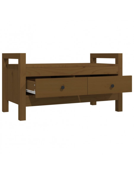 Panca da Ingresso Miele 80x40x43 cm in Legno Massello di Pino