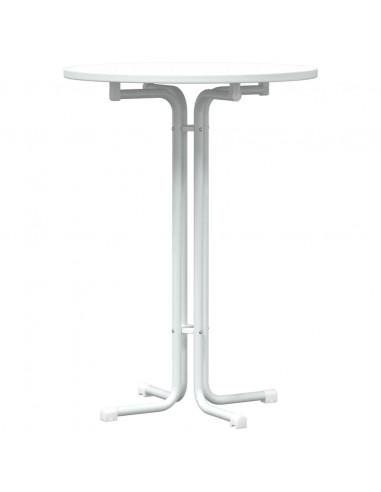 Tavolo da Pranzo Bianco Ø80x110 cm Legno Multistrato e Acciaio