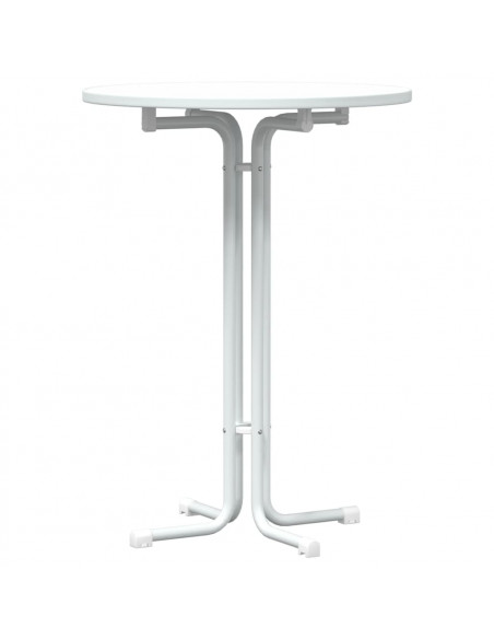 Tavolo da Pranzo Bianco Ø80x110 cm Legno Multistrato e Acciaio