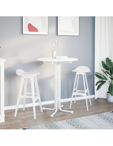 Tavolo da Pranzo Bianco Ø80x110 cm Legno Multistrato e Acciaio