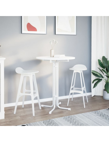Tavolo da Pranzo Bianco Ø80x110 cm Legno Multistrato e Acciaio
