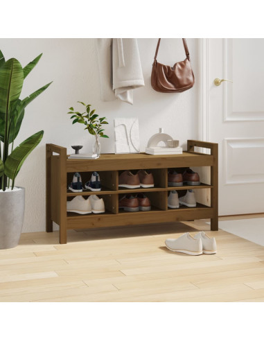 Panca da Ingresso Miele 110x40x60 cm in Legno Massello di Pino