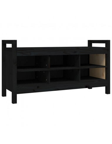 Panca da Ingresso Nero 110x40x60 cm in Legno Massello di Pino