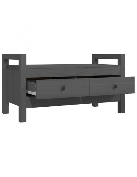 Panca da Ingresso Grigio 80x40x43 cm in Legno Massello di Pino