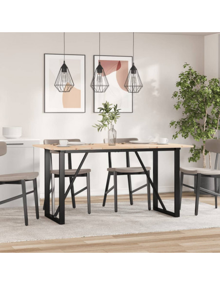 Tavolo da Pranzo Telaio a O 140x80x75 cm Massello Pino e Ghisa