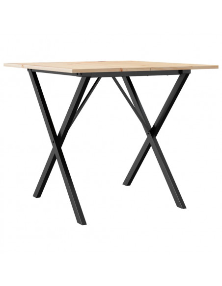 Tavolo da Pranzo Telaio a X 80x80x75 cm Massello Pino e Ghisa