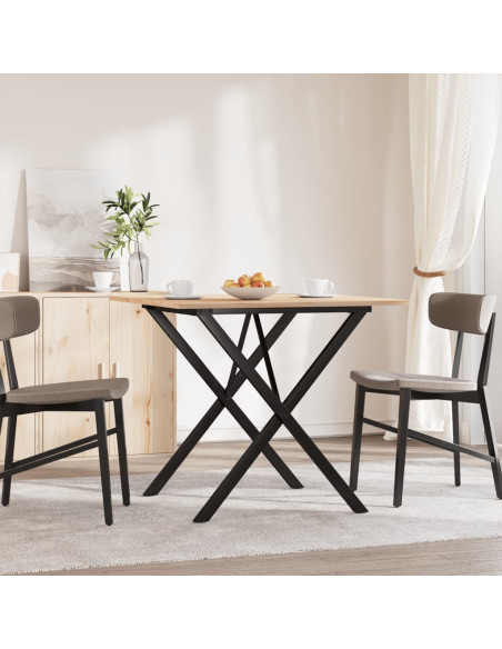 Tavolo da Pranzo Telaio a X 80x80x75 cm Massello Pino e Ghisa