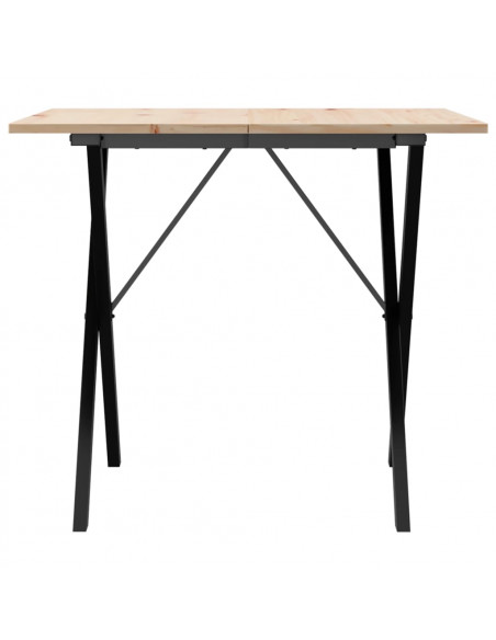 Tavolo da Pranzo Telaio a X 80x80x75 cm Massello Pino e Ghisa